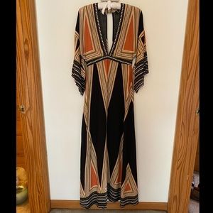 Lulu’s Montecito Black Print Maxi Dress, XS